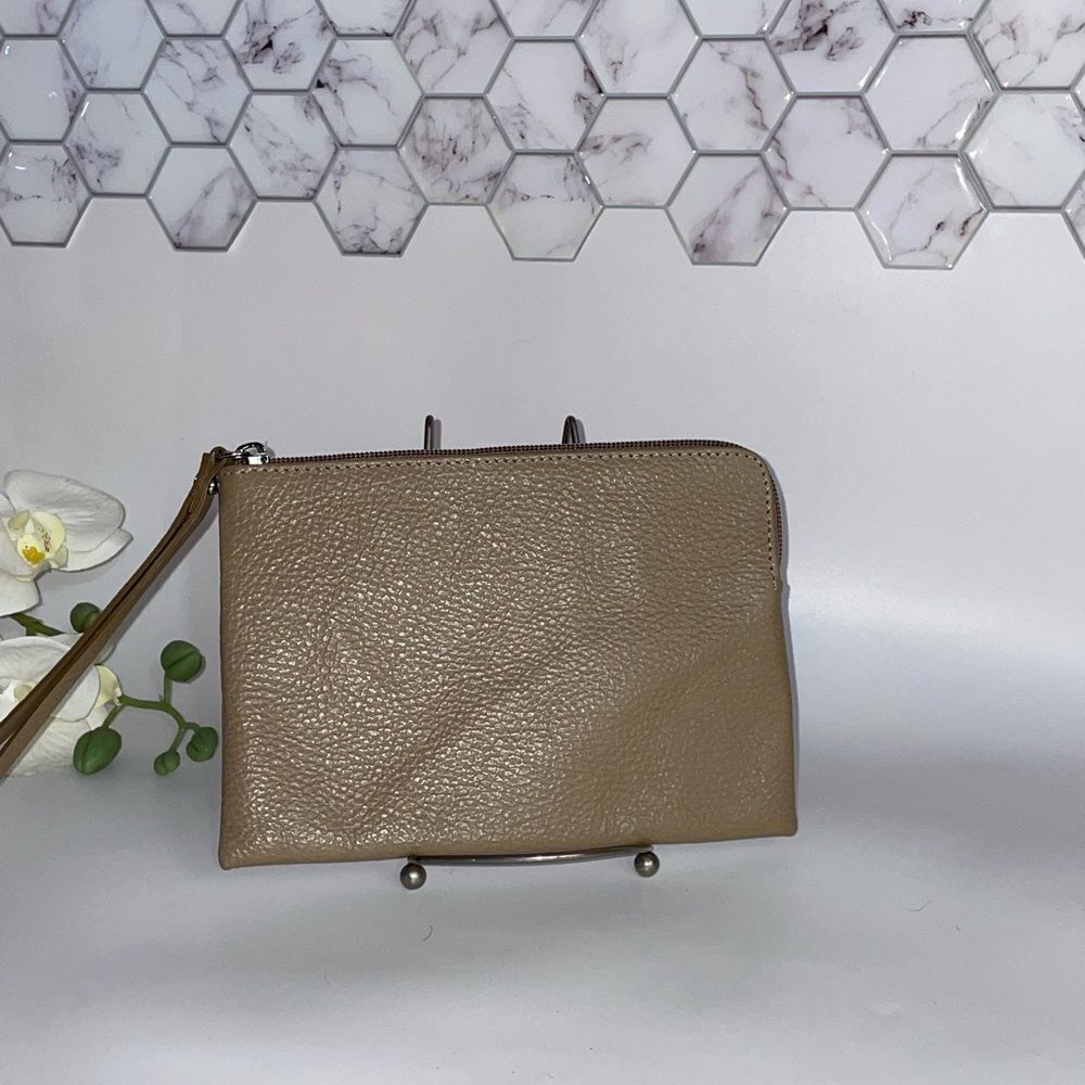 Elegant Valentina Tan Leather Clutch/Wristlet